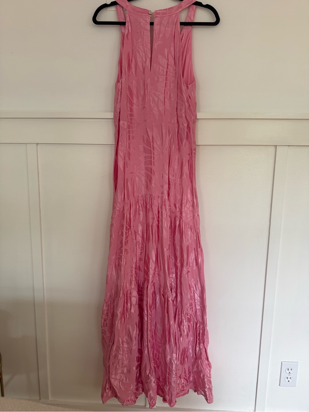 Farm Rio x Anthropoligie V Neck Tiered Pink Maxi Dress - Picture 2 of 5